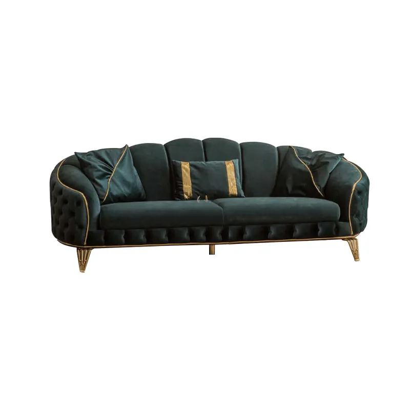 Modern Chesterfield Grün Sofa 3 Sitz Couchen DreisitzerNeu Textil Metall Sonderangebot