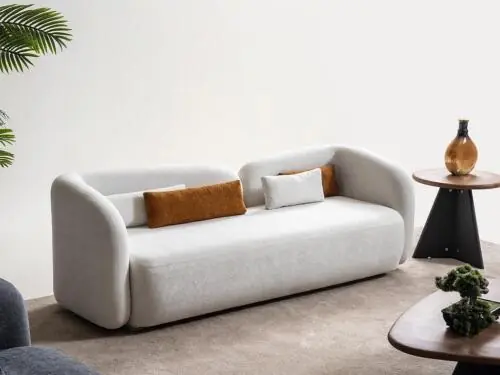 Zertifiziert Modern Design Polster Weiß Sitz Couch 3 Sitzer Sofa Sofas Textil Stoff