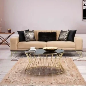 Ab Werk Moderne Sofa 3Sitz Wohnzimmer Couch Design Möbel Metall Beige Polster