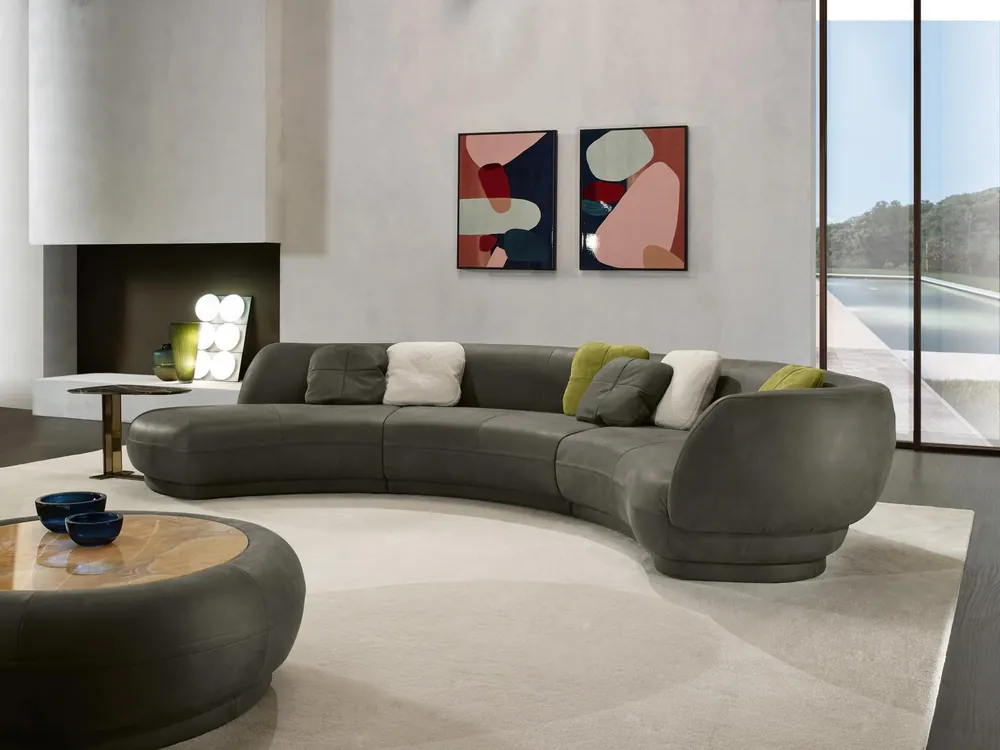 Neue Kollektion Rundsofa Eckcouch 6 Sitzer Couch Sofa Leder Luxus Möbel Wohnzimmer