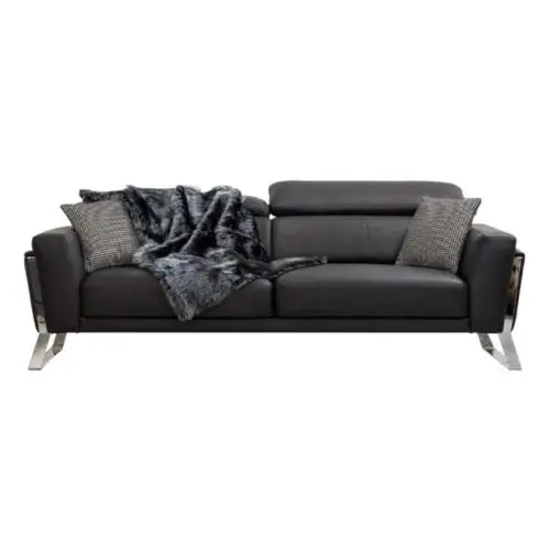 Schwarzer Wohnzimmer Dreisitzer Designer Sofa Luxus Leder 3-Sitzer Möbel Sichere Zahlung
