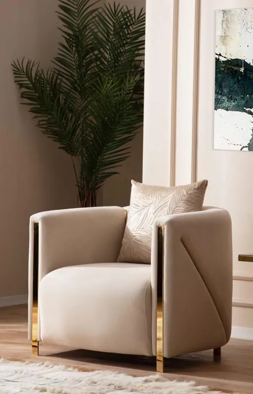 Sessel Polster Sitzer Design Couch Sessel Relax Lounge Stoff Luxus Wohnzimmer Echt