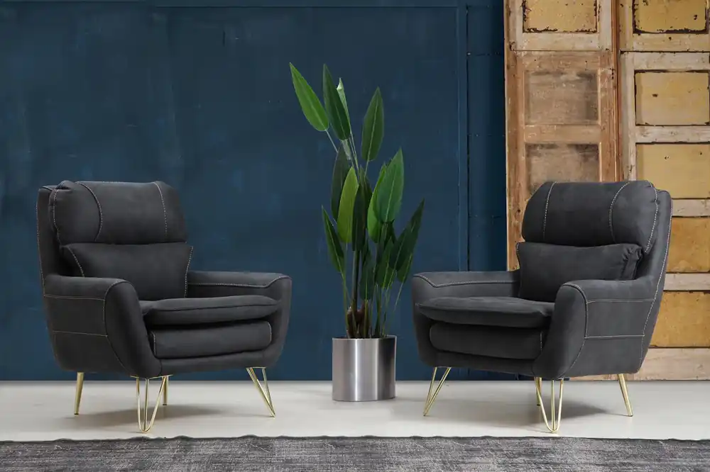 Weltweiter Versand Sessel Sitz Sitzer Design Wohnzimmer Polster Luxus Schwarz Wartezimmer