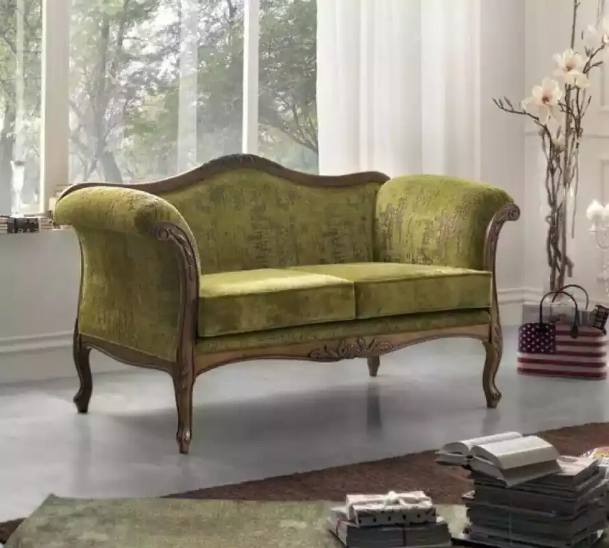 Markenware Sofa 2 Sitzer Textil Holz Polster Couch Sofas Design Luxus Neu Sofa
