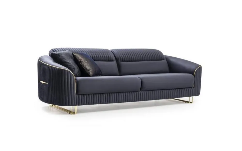 Jetzt Kaufen Sofa 3 Sitzer Polstersofa blau Textil Sitz Design Couch Modern Neu
