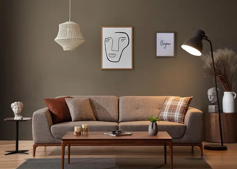 Sofa 3 Sitzer Polstersofa Grau Textill Sitz Design Stoff Modern Couch Sofas Top-Qualität