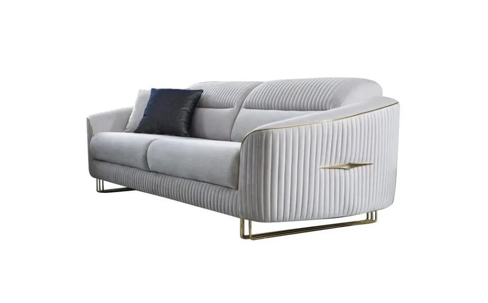 Solange Der Vorrat Reicht Sofa 3 Sitzer Polstersofa weiß Textil Sitz Design Couch Modern Neu