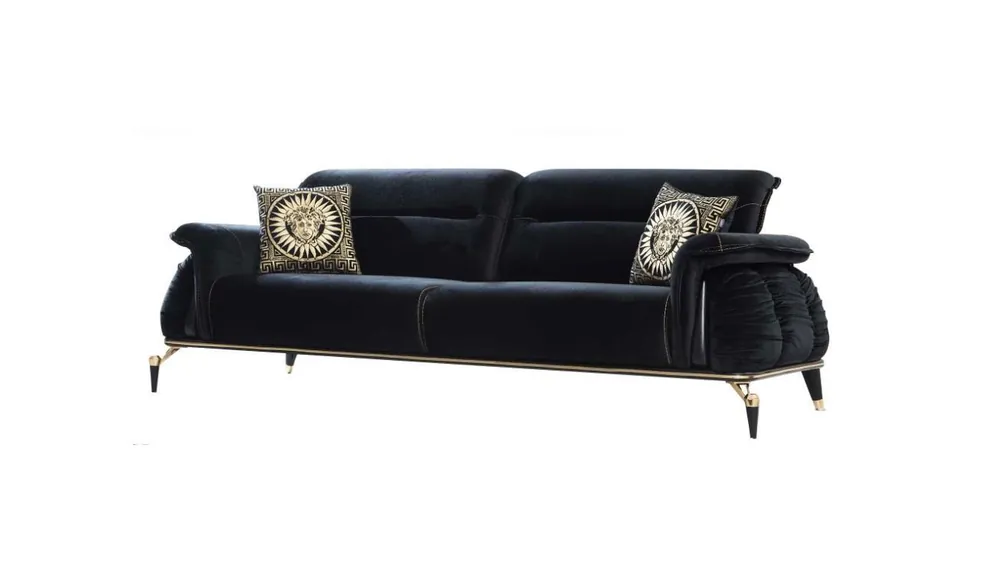 Sofa 3 Sitzer schwarz Chesterfield Designer Möbel Wohnzimmer Sofas Luxus Günstig