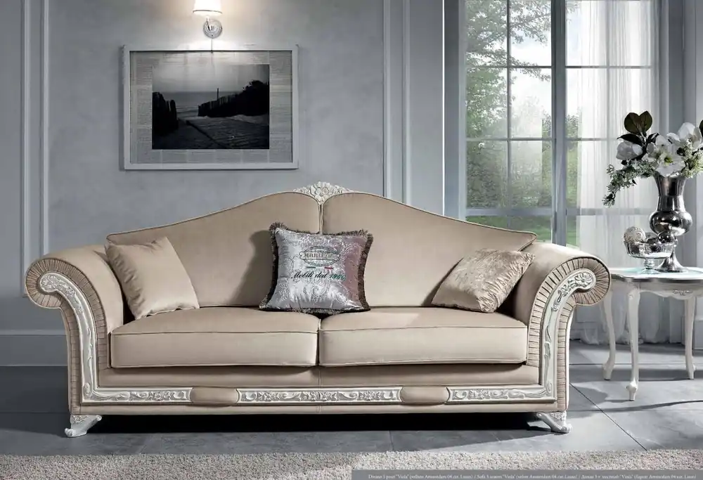 Sofa 3 Sitzer Wohnzimmer Möbel Dreisitzer Sofas Italienische Luxus Möbel Stoff Must-Have