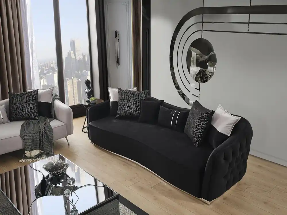 Schnäppchen Sofa 4 Sitzer Luxus Designer Luxus Möbel neu schwarz Wohnzimmer
