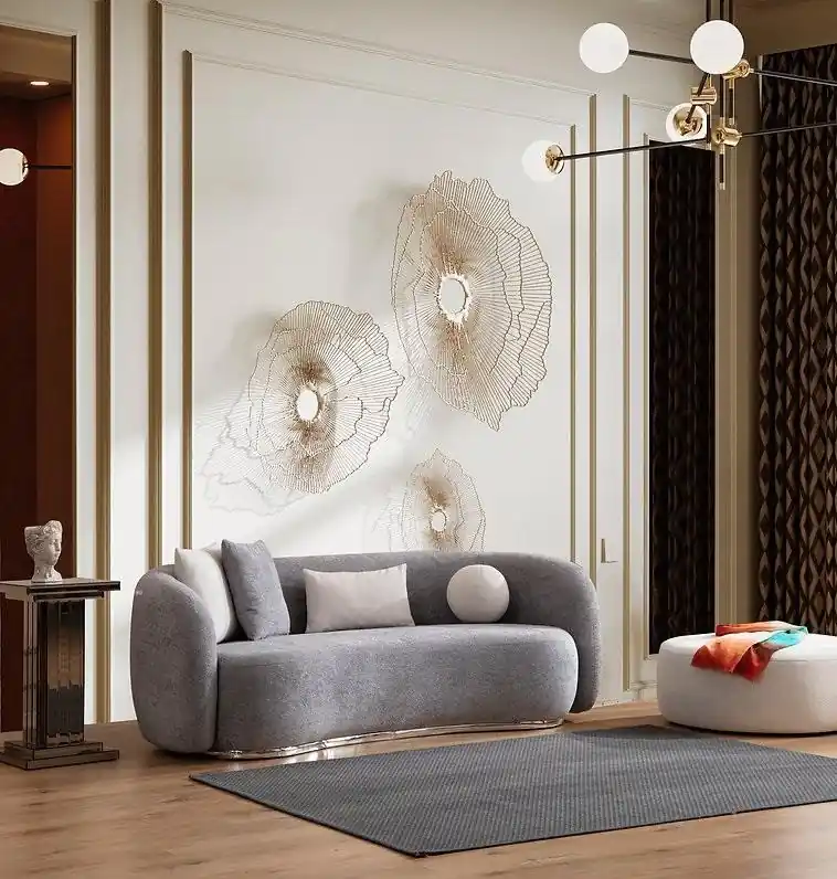 Sofa 4 Sitzer Polstersofa Grau Textill Sitz Design Stoff Modern Couch Sofas Weltweiter Versand