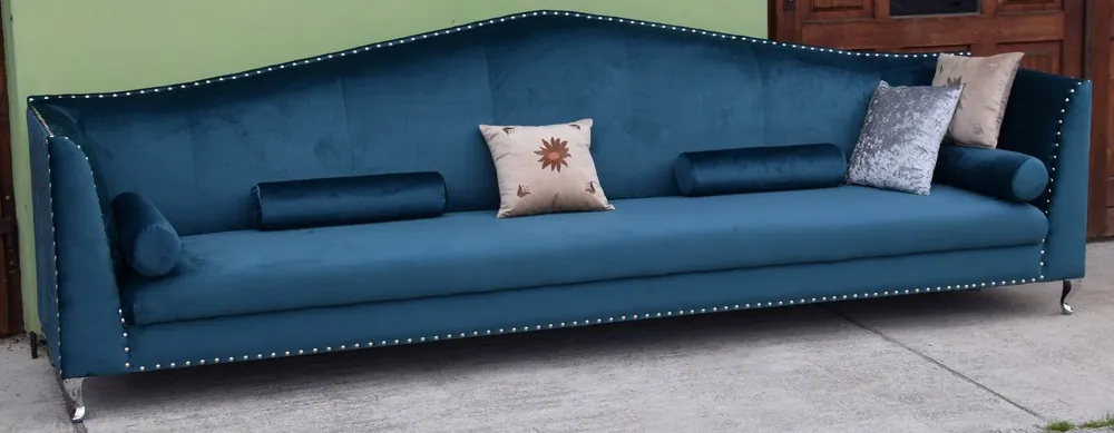 Heute Kaufen Sofa Couch Polster Stoff Leder Couchen Blaue Garnitur 5 Sitzers