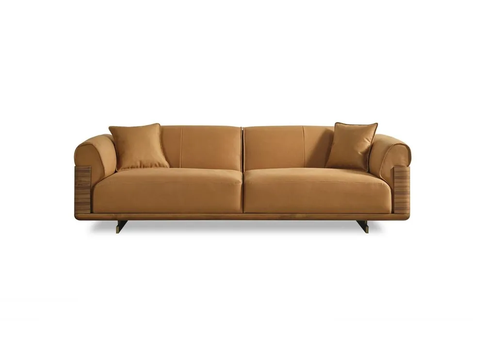 Top-Qualität Sofa Dreisitzer 3 Sitzer Polstersofa Braun Stoff Polyester Couch Modern