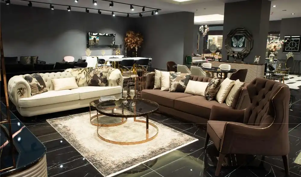 Hochwertig Sofagarnitur Dreisitzer Sessel Stoffsofa Polstersofa Braun Set Sofas