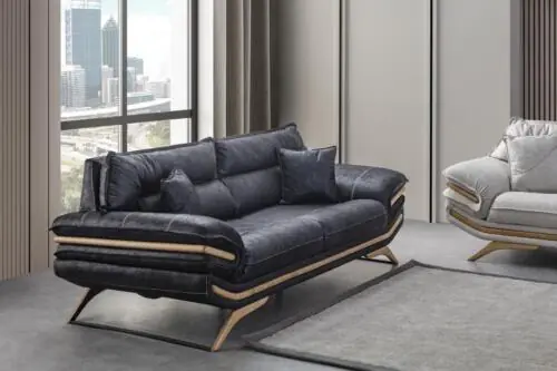 Sonderangebot Stilvoll 3-Sitzer Sofa Exklusive Schwarz farbe Luxus Möbel in Wohnzimmer