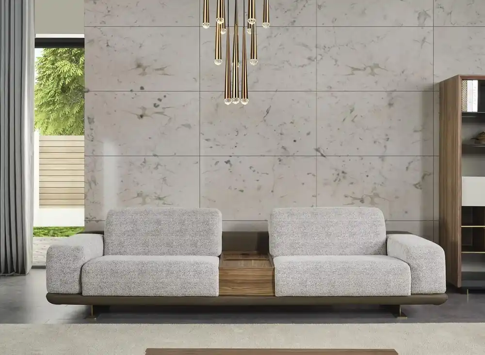 Hochwertig Viersitzer Sofa Couch 4 Sitzer Grau Stoff Modern Stoffsofa Polstersofa
