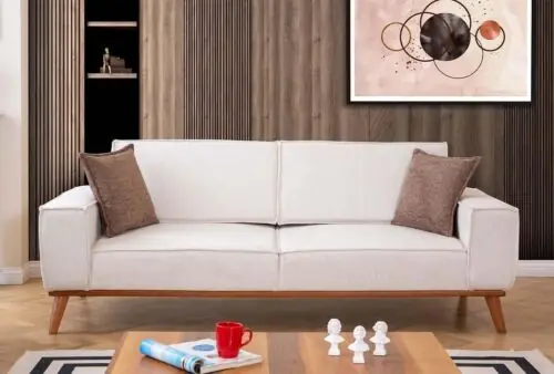 Weiße Polstercouch Wohnzimmer Designer Stoffsofa Luxus Edle Sitzmöbel Hochwertig