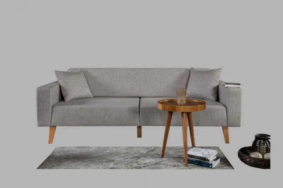 Wohnzimmer Couch Dreisitzer Sofa 3 Sitz Polster Textil Grau Möbel Solange Der Vorrat Reicht
