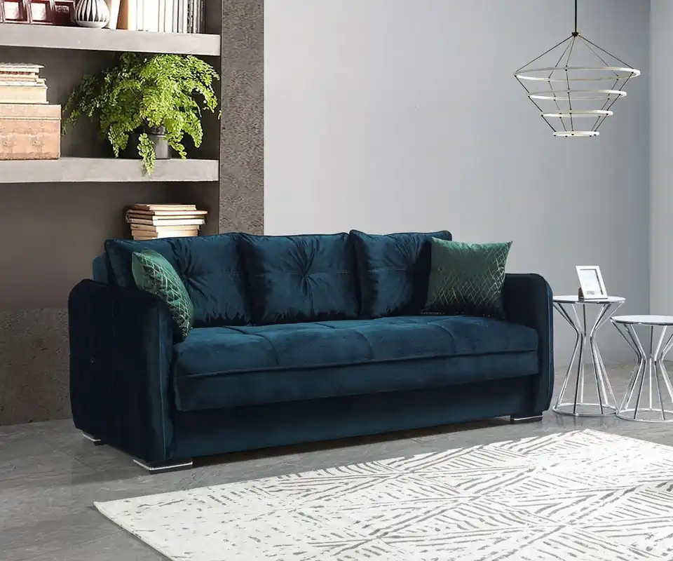 Wohnzimmer Sofa 3 Sitzer Design Stil Möbel Relax Sofa 3er Modern Sofas Blau Neu Must-Have