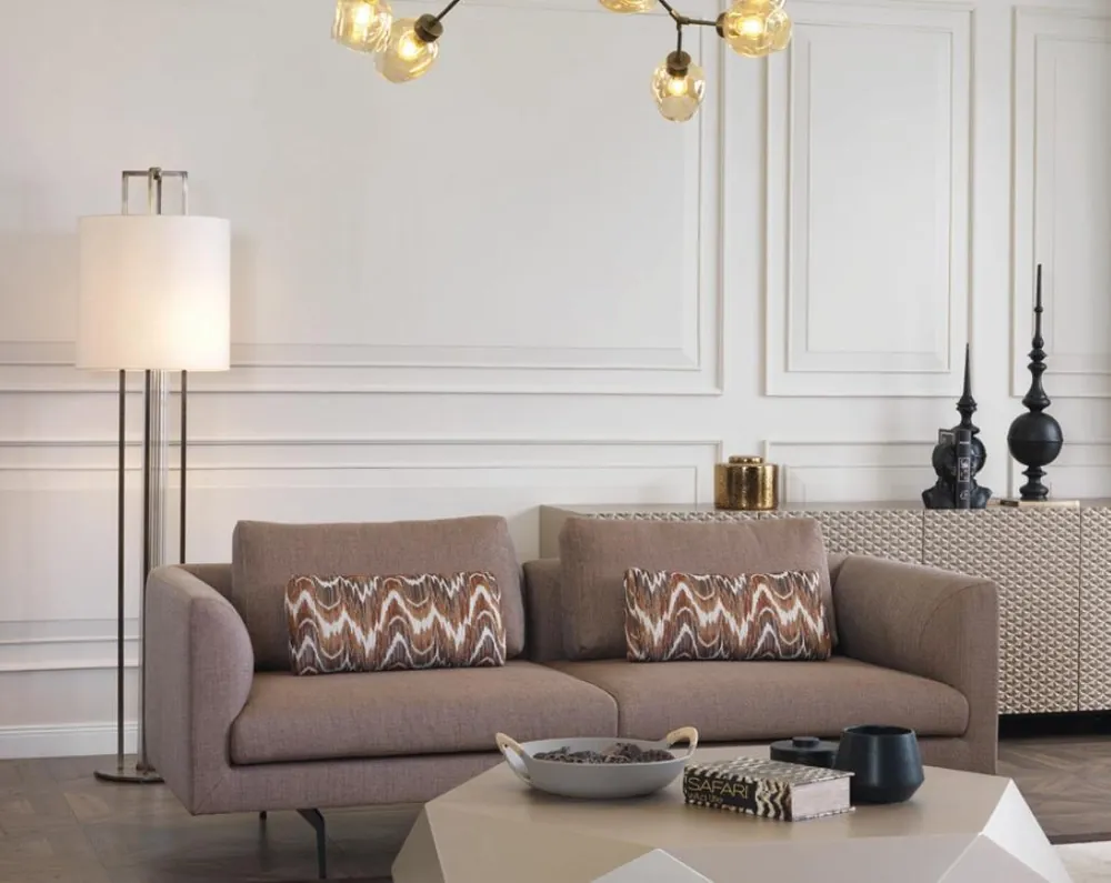 Wohnzimmer Sofa Polster 3 Sitzer Couchen Sitzgarnitur Textil grau Aktuell