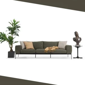 Zweisitzer Sofa 2 Sitzer Stoff Grau Modern Design Wohnzimmer Polyester Billig