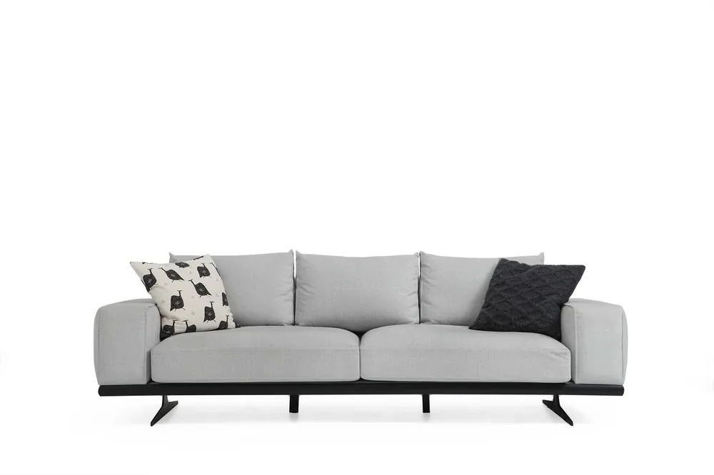 Zweisitzer Sofa 2 Sitzer Stoff Grau Modern Design Wohnzimmer Polyester Saisonangebot