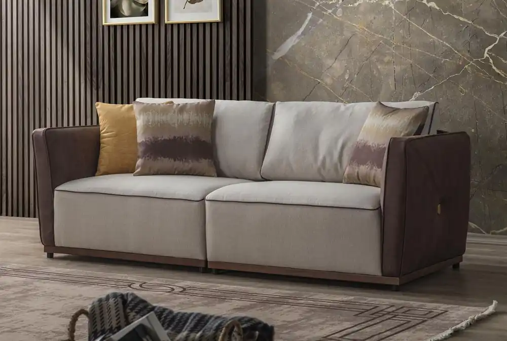Super-Preis Zweisitzer Sofa Luxus 2 Sitzer Sofas Sitz Wohnzimmer Modern Polyester Stoff Neu