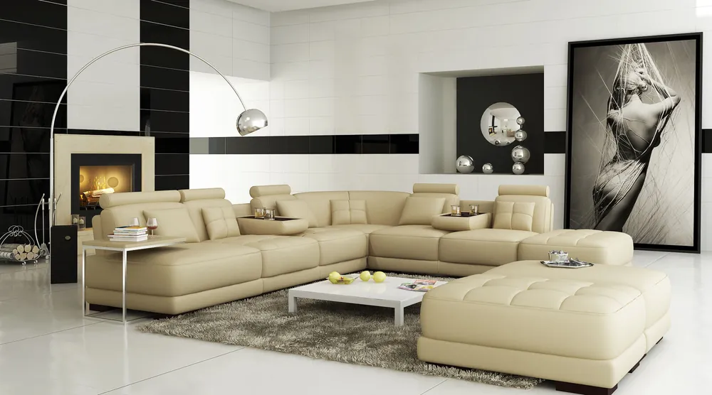 Zertifiziert Big Sofa Ledersofa Couch Wohnlandschaft L Form Polster Garnitur Ecksofa