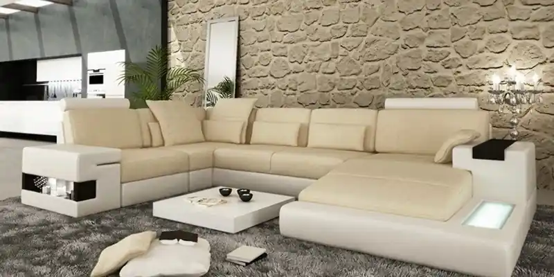 Heißes Angebot Big Sofa Wohnlandschaft Ledersofa Polster Sitz Ecke Couch Garnitur Sofas mit USB