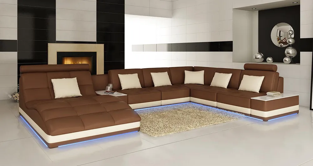 Sale Bix XXL wohnlandschaft sitz eck polster leder garnitur couch u form