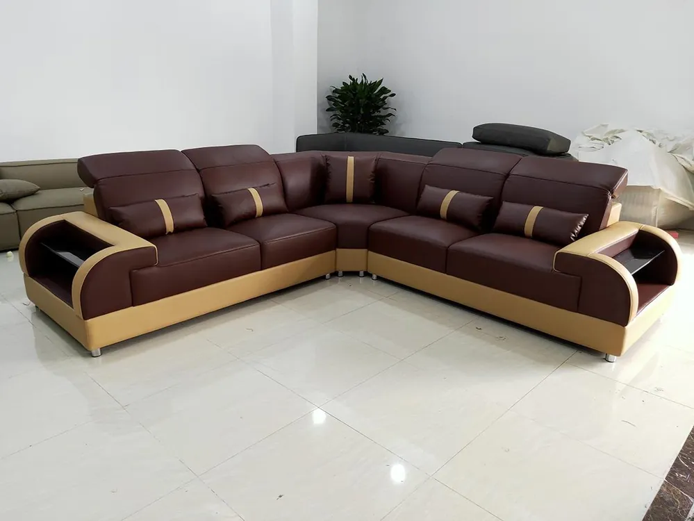 Ausverkauf Couch Ecksofa Leder Wohnlandschaft Garnitur Design Modern Sofa L-Form LED USB