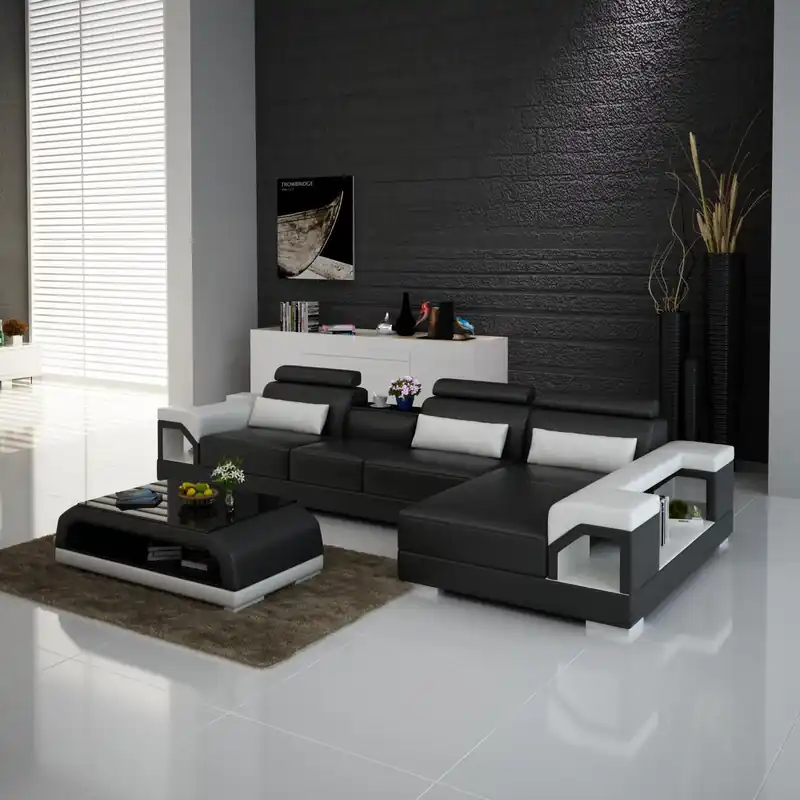 Ab Werk Couch Ecksofa Leder Wohnlandschaft Garnitur Design Modern Sofa L-Form mit USB