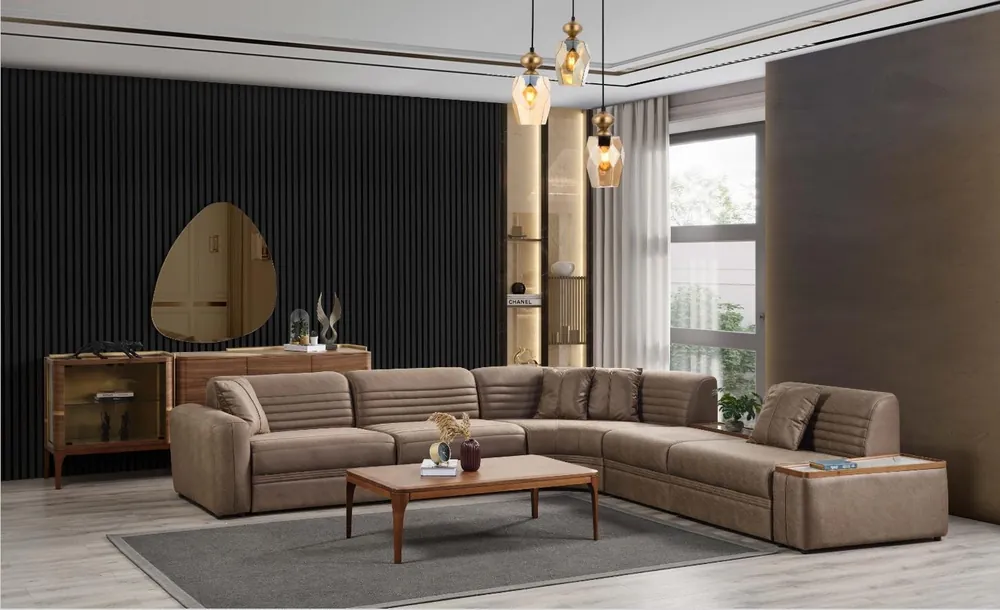 Mengenrabatt Couch Ecksofa Sofa Kunstleder Braun Polstersofa Wohnzimmer Ledersofa