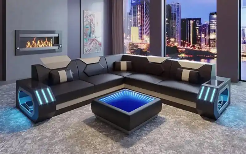 Kracherpreis Design Eckcouch Ecksofa Wohnzimmer Möbel Lederpolster Couch Sofa