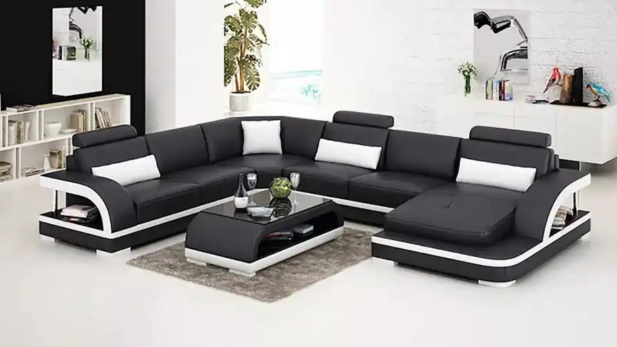 Geprüft Design Ecksofa Wohnzimmer Deko Möbel Moderne Eckcouch Lederpolster Couch