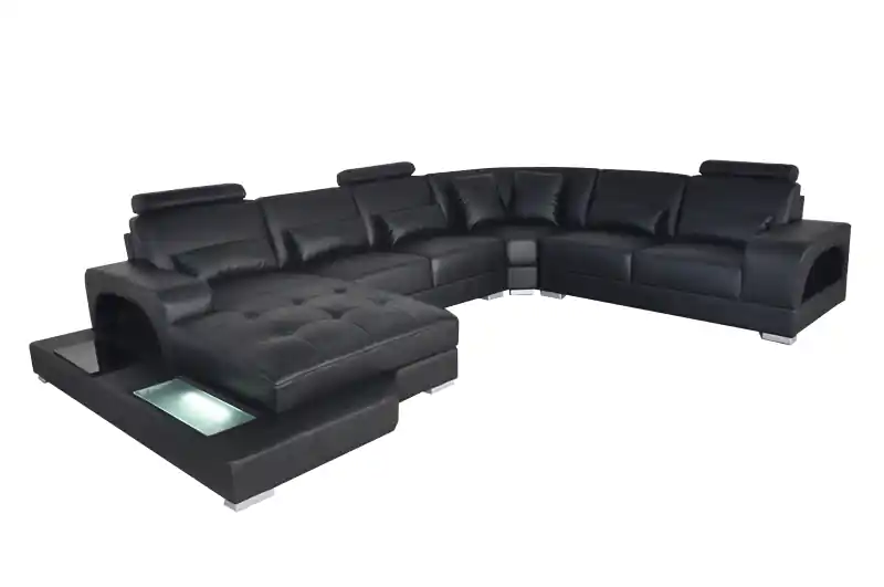 Design Leder Polster Sitz Ecke Zimmer Sofa Eck Sofas mit USB Designer Wohn LED Top-Angebot