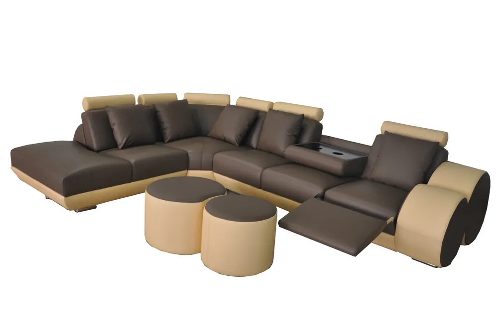 Design Leder Polster Sitz Leder Polster Landschaft Zimmer Wohn Sofa Ecke mit USB Rabatt