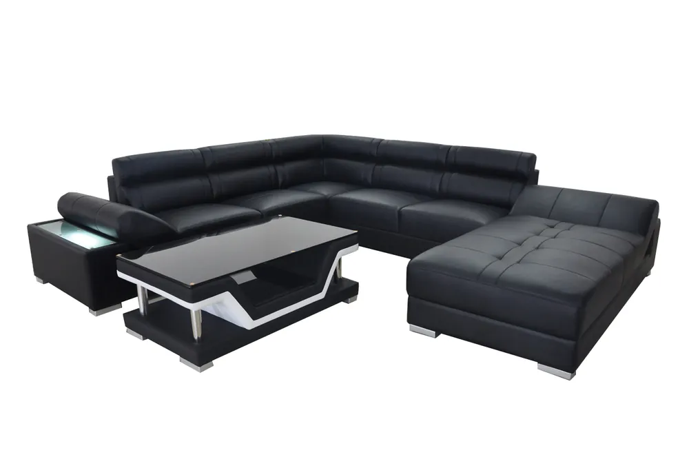Billig Design Leder Wohnlandschaft Eck Sofa Moderne Garnitur Couch Ecke Neu Grau USB
