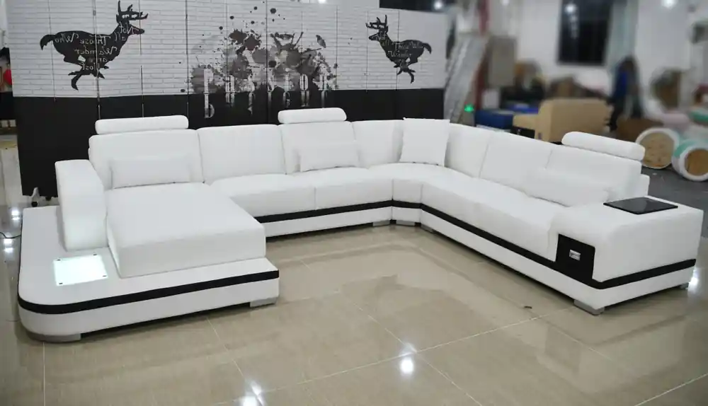 Design Ledersofa Sofa Modernes Polster Leder Ecksofa Couch Textil Wohnlandschaft Super-Preis