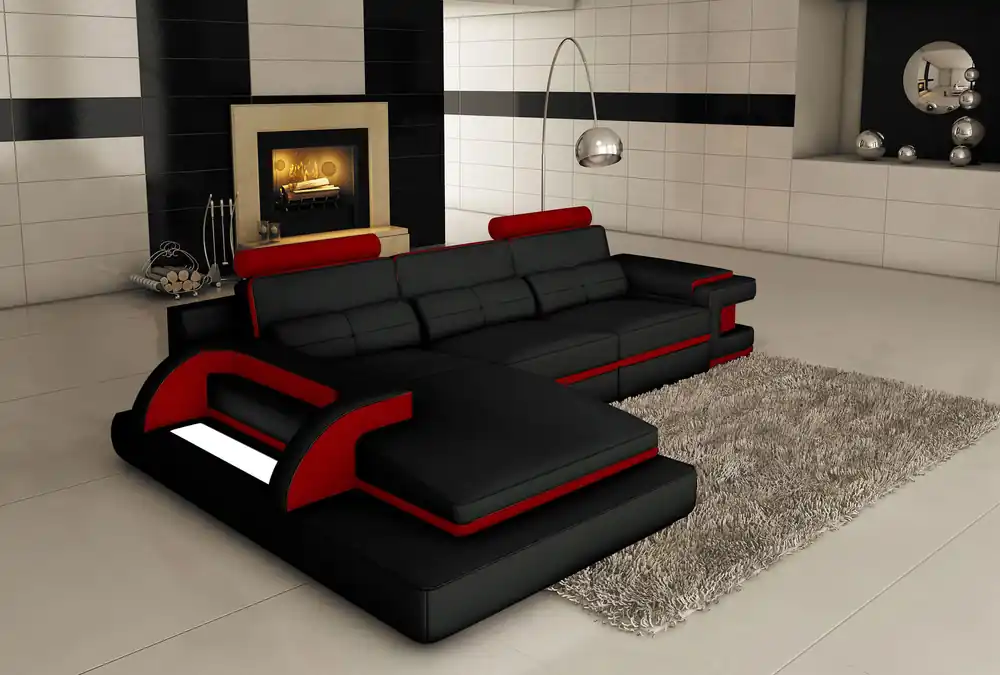 Kostenfreie Lieferung Design Polster Ecke Ledersofa Sofa Couch Sitz Garnitur Wohnlandschaft