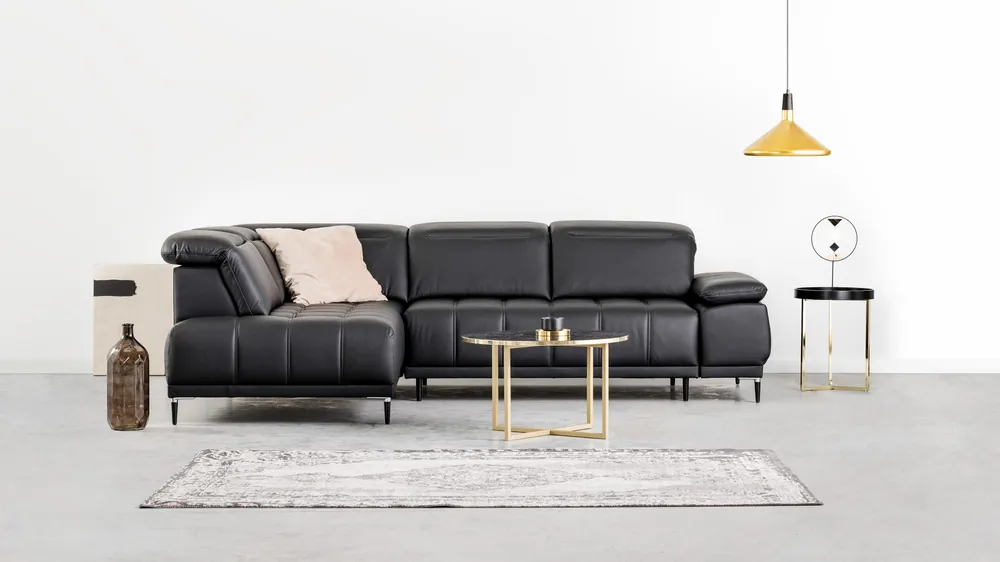 Neue Kollektion Design Polster Modern Leder Bettfunktion Grau Stoff Ecksofa L-Form Sofa Couch