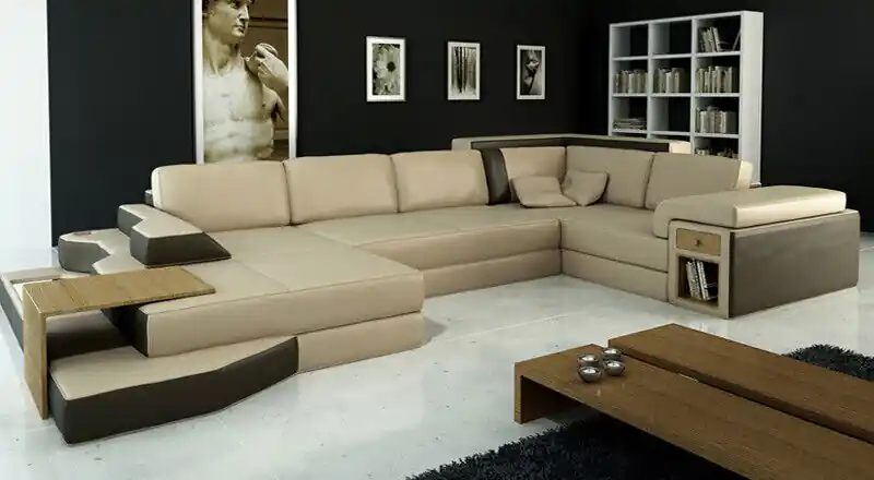 Design Sofa U Form Leder Wohnlandschaft Couch Polster Sitz Ecksofa Heute Kaufen