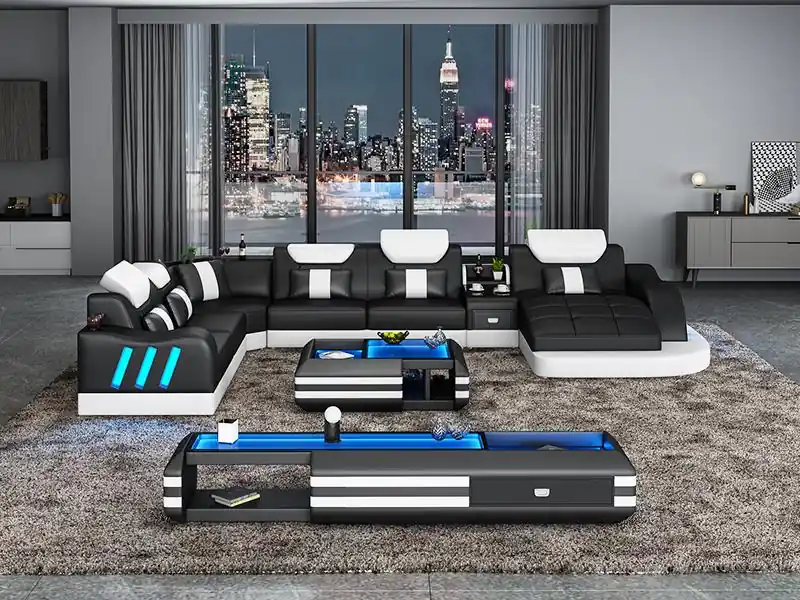 Sale Design Wohnlandschaft Led Beleuchtete Ecksofa Couch Sofa Eckgarnitur Ledersofa