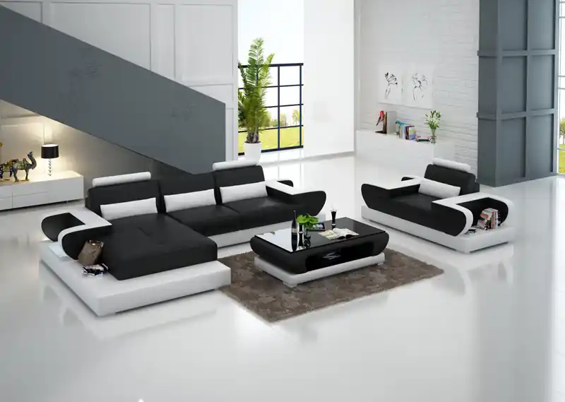Markenware Design XXL Big Sofa mit USB,Ecksofa Ledersofa Couch Polster Ecke Wohnlandschaft